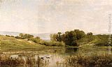 Daubigny Paintings - L'Etang De Gijlieu by Charles-Francois Daubigny
